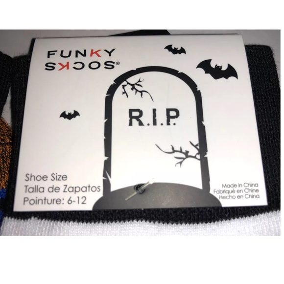 RIP Halloween Crew Socks 2 Pair Men 6-12 Black Orange w Jack O'Lantern Bat NEW! - Picture 8 of 12